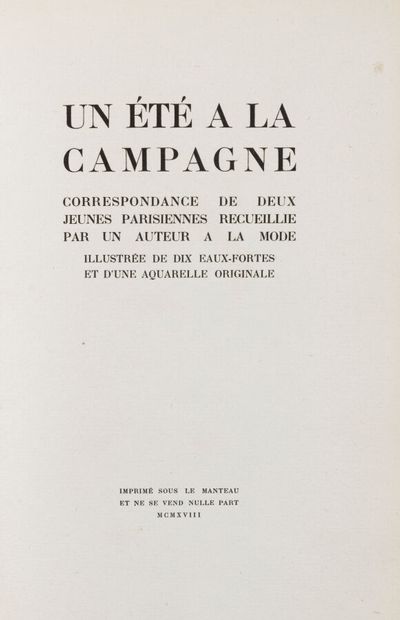 [ANONYMOUS]. Un Été a la campagne. Correspondance...