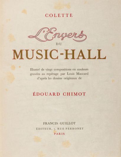 COLETTE. L'Envers du music-hall. Paris, Francis...