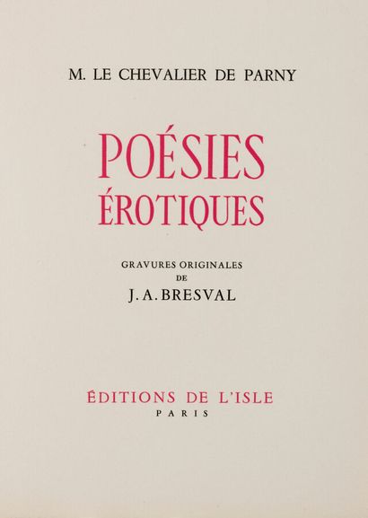 PARNY (Évariste de). Poésies érotiques. Paris,...