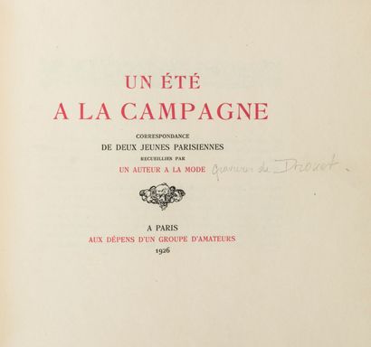 [ANONYMOUS]. Un Été a la campagne. Correspondance...