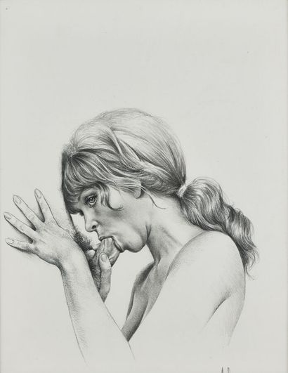 ASLAN (1930-2014)
Blowjob 
Pencil on paper
Signed...