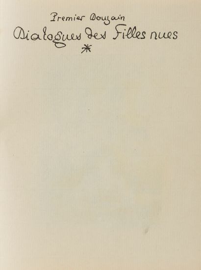 [LOUYS (Pierre)]. Petites Scènes amoureuses....