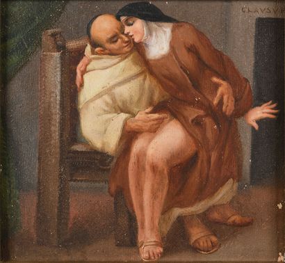 19th century school 
Erotic scene between...