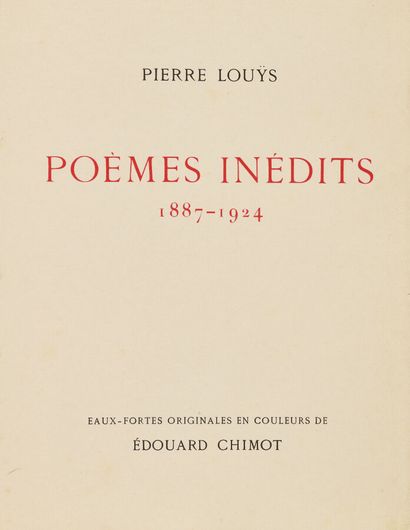 LOUYS (Pierre). o Unpublished poems. 1887-1924....