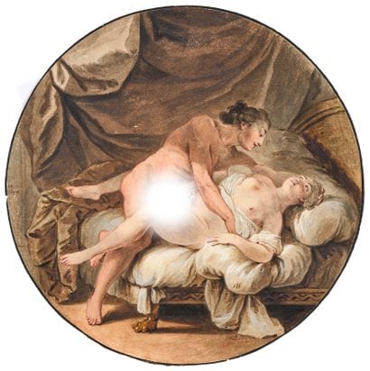 FRENCH SCHOOL, late 18th century
Erotic scene
Watercolor,...