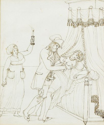 NEO-CLASSIC school 
Four watercolors depicting...