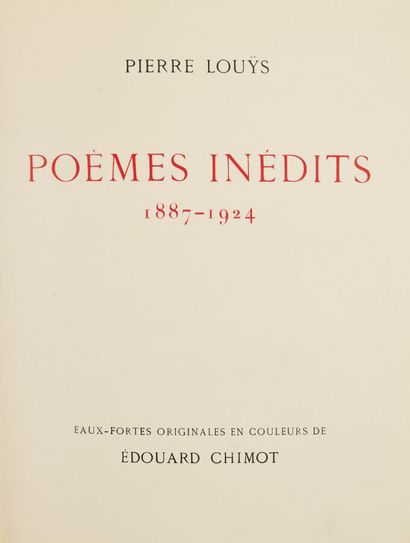 LOUYS (Pierre). o Unpublished poems. 1887-1924....