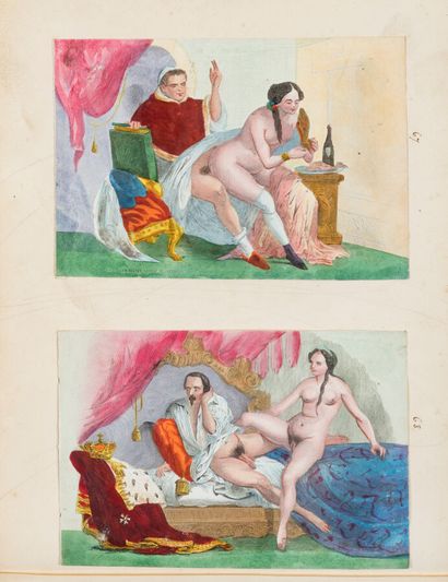 Restoration-period red morocco notebook containing...