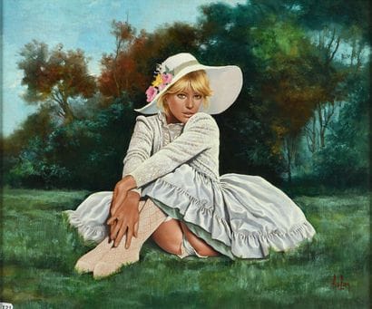 ASLAN (1930-2014) 
Young girl with white...