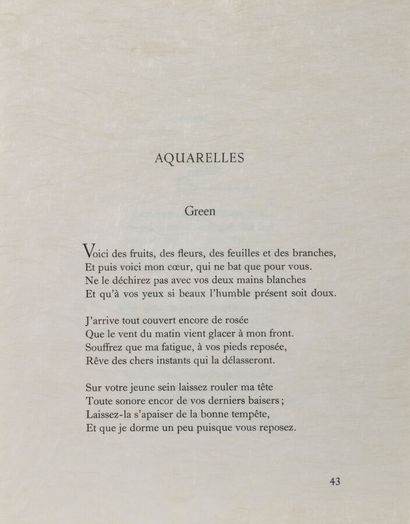 VERLAINE (Paul). Romances sans paroles. Songs...
