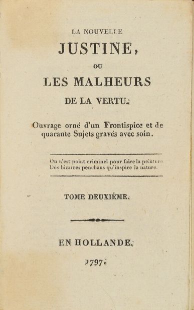 [SADE (Donatien, marquis de)]. La Nouvelle...