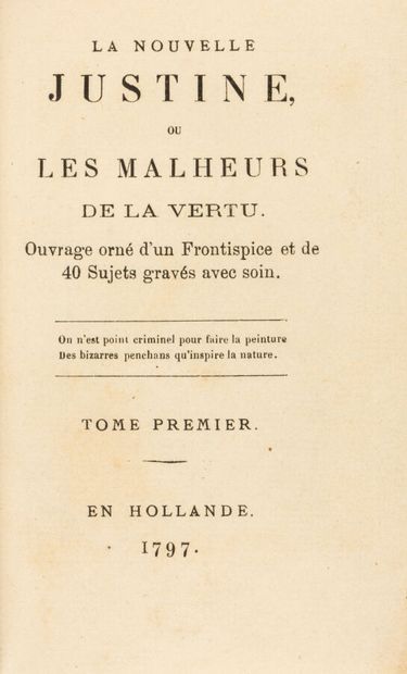 [SADE (Donatien, marquis de)]. La Nouvelle...