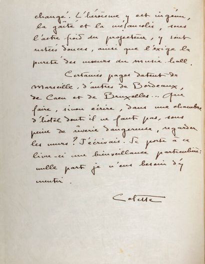 COLETTE. L'Envers du music-hall. Paris, Francis...