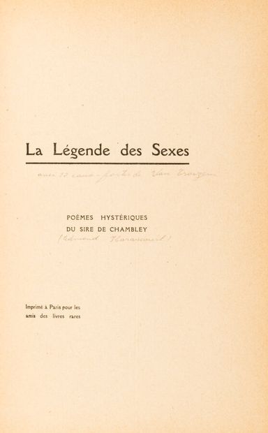 [HARAUCOURT (Edmond)]. La Légende des sexes....