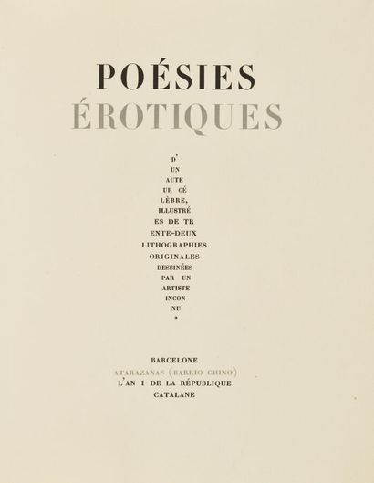[LOUYS (Pierre)]. Erotic poetry by a famous...