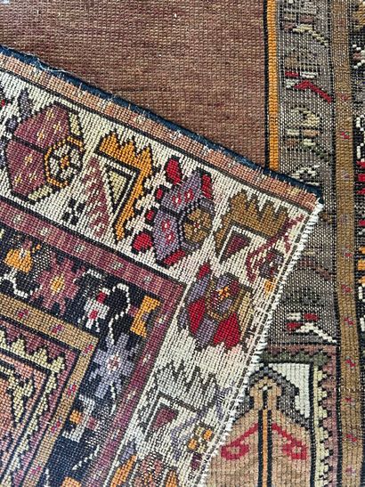 Oriental rug, probably a prayer rug decorated...