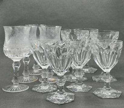 BACCARAT 
4 large crystal water glasses and...