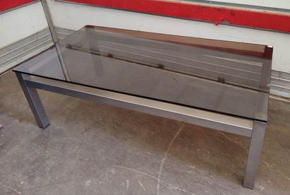 Smoked glass and metal coffee table (glass...