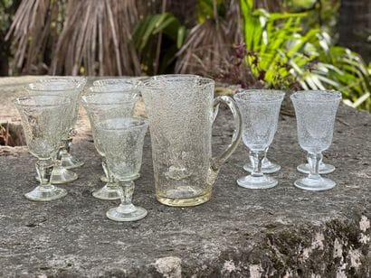 Set of blown glass glasses from Biot with...