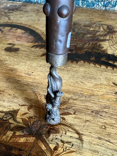 Decorative halberd in studded lacquered wood...