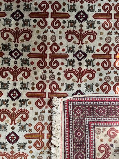 Causase carpet with light blue background...