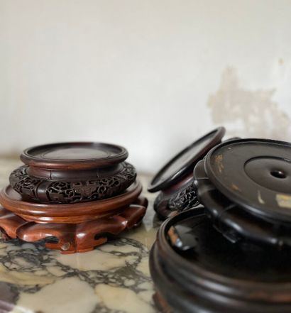 Set of Chinese carved wooden pedestals, some...
