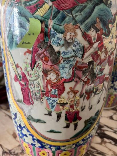 Pair of porcelain baluster vases decorated...