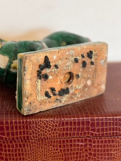 Porcelain Fo dog with sancai enamel decoration....