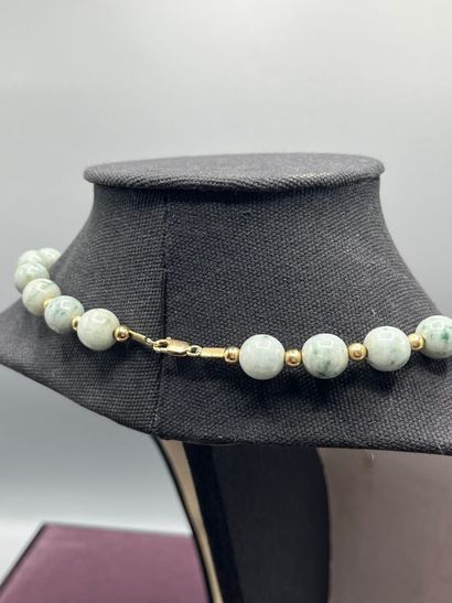 Necklace with Guatemalan Jade beads and 14...