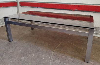 Smoked glass and metal coffee table (glass...