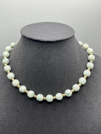 Necklace with Guatemalan Jade beads and 14...