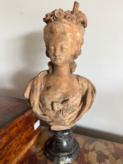 Terracotta statuette representing the bust...