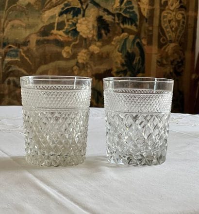 15 cut-crystal Whisky glasses with diamond-point...