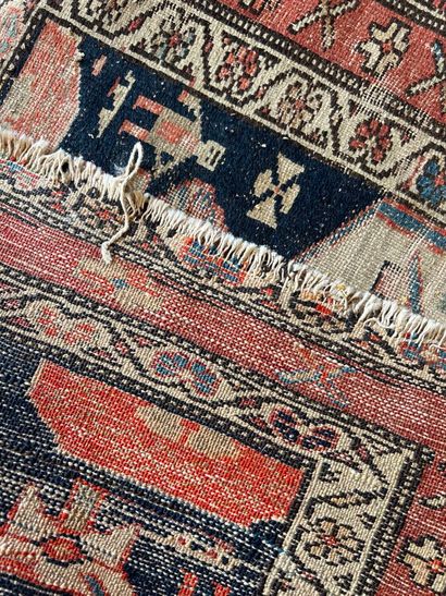 Oriental gallery carpet, decorated with figures...