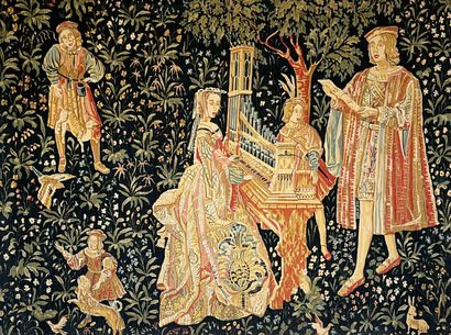Medieval-style tapestry depicting a country...