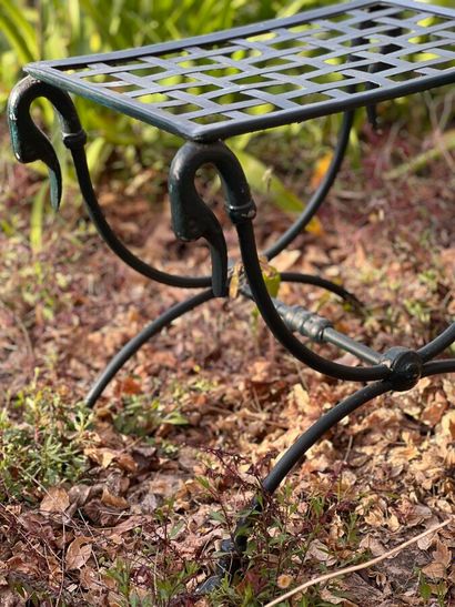 Pair of stools in lacquered metal with swan...