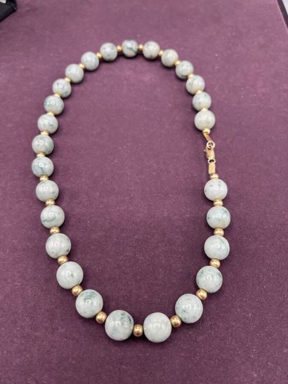 Necklace with Guatemalan Jade beads and 14...