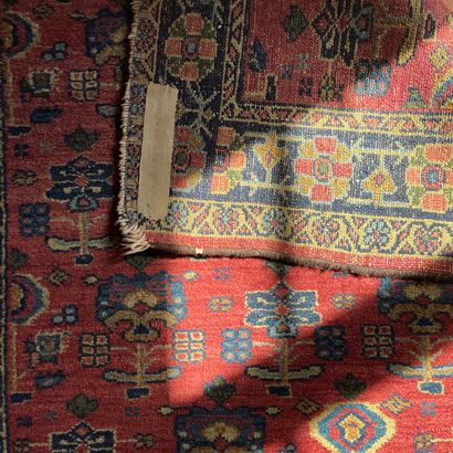 Oriental rug with red background, stylized...