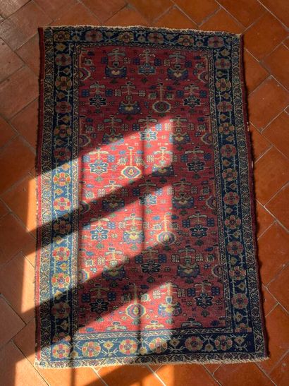 Oriental rug with red background, stylized...