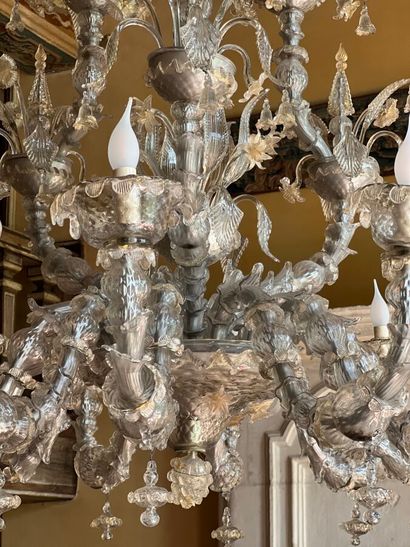 Venetian blown glass chandelier with 18 arms...