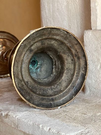 Brass candle pick with baluster shaft and...
