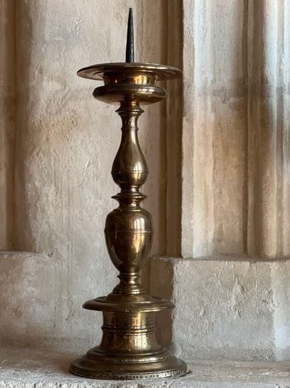 Brass candle pick with baluster shaft and...
