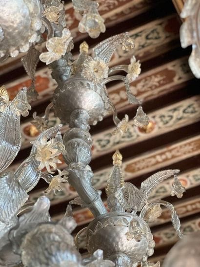 Venetian blown glass chandelier with 18 arms...