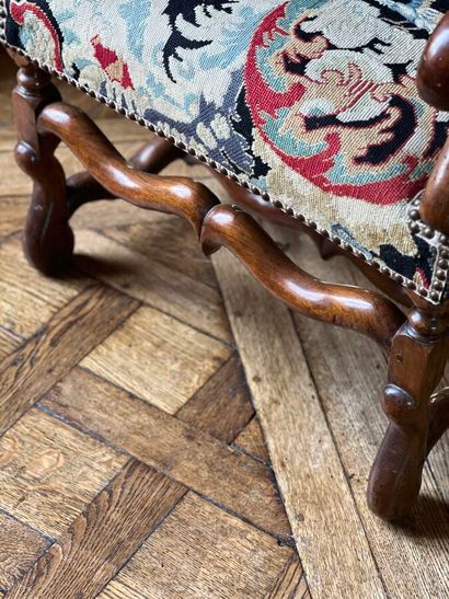 Pair of armchairs in natural wood. The legs...