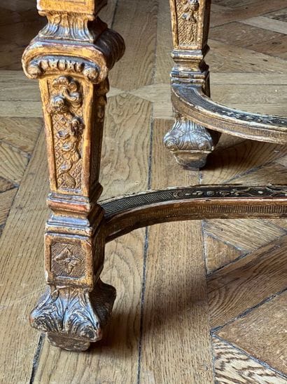 Pair of large armchairs in richly carved,...