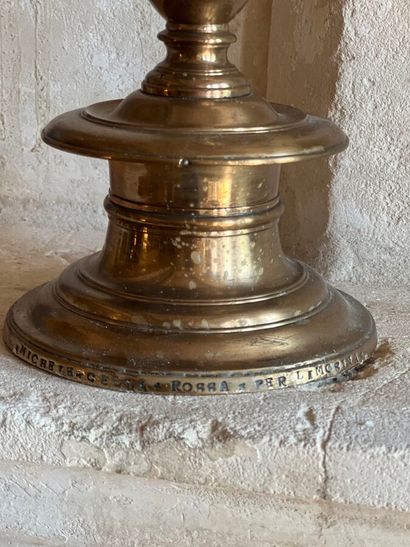 Brass candle pick with baluster shaft and...