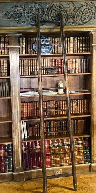 Échelle de bibliothèque en bois naturel (fentes,...