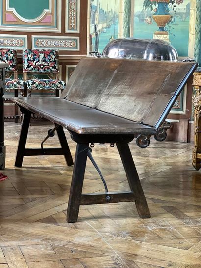 Catalan-style bench in natural wood. The...