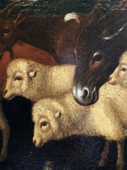 Ecole du XVIIe siècle
Mouton, boeuf et ânes
Huile...