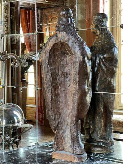 Carved natural wood sculpture of King Louis...